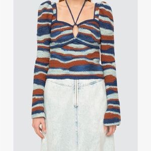 SEA wavey crochet sweater fits a medium or large